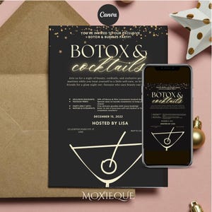 Botox party invite, Filler special flyer, Spa Flyer Template, Beauty Promotion Flyer Templates, Botox and cocktails Editable, Nurse Injector