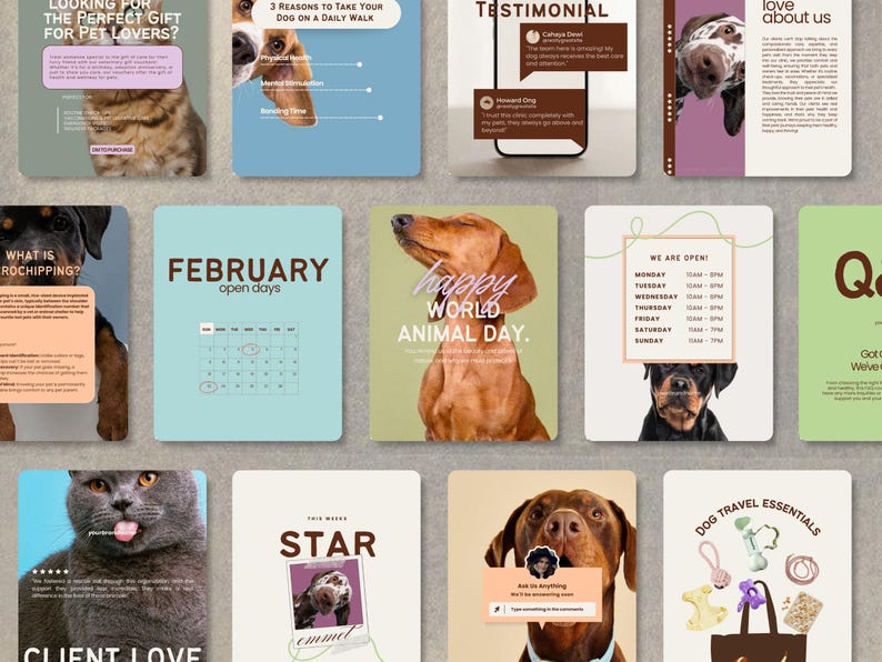 Pets Social Media Templates, Pet Shop Posts, Animal Rescue Veternary ...