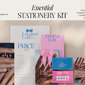 Kit de papelería Nail Tech, Estudio de uñas estético personalizado, Plantilla de membrete, Tarjeta de presentación, Negocio de salón de uñas Gracias, Marca de uñas