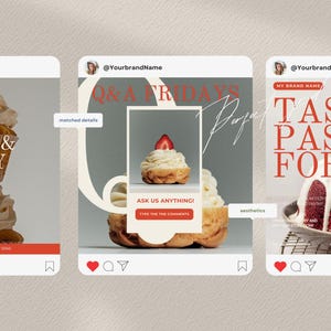 Modelli Instagram per Bakery Cafe: Pacchetto social media per pasticceria (Canva, Editable) immagine 2