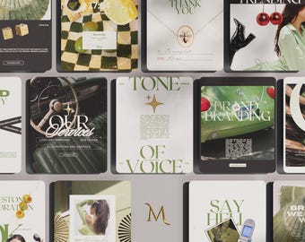 Social Media Manager Templates Green, Business Coach Posts, Instagram Marketing Agency Templates, Brand Strategist, clean girl Posts Insta