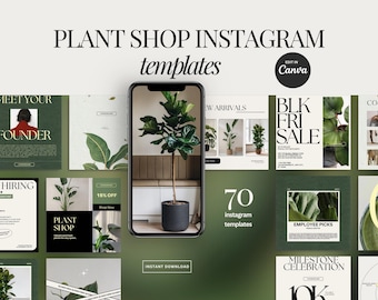 Plant Shop Instagram Templates, Garden Shop Editable Templates, Green Farm Insta Posts, Canva Posts for Gardner, Flower Shop social media