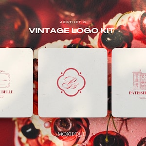 May include: Three vintage logo designs for a bakery called Patisserie Belle. The logos feature a building, a monogram, and a decorative frame with the bakery name.