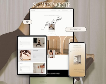 Pilates Studio Squarespace Template,  Luxury Wellness & Yoga Website,  Minimal Aesthetic Fitness Site, Editable Squarespace 7.1,