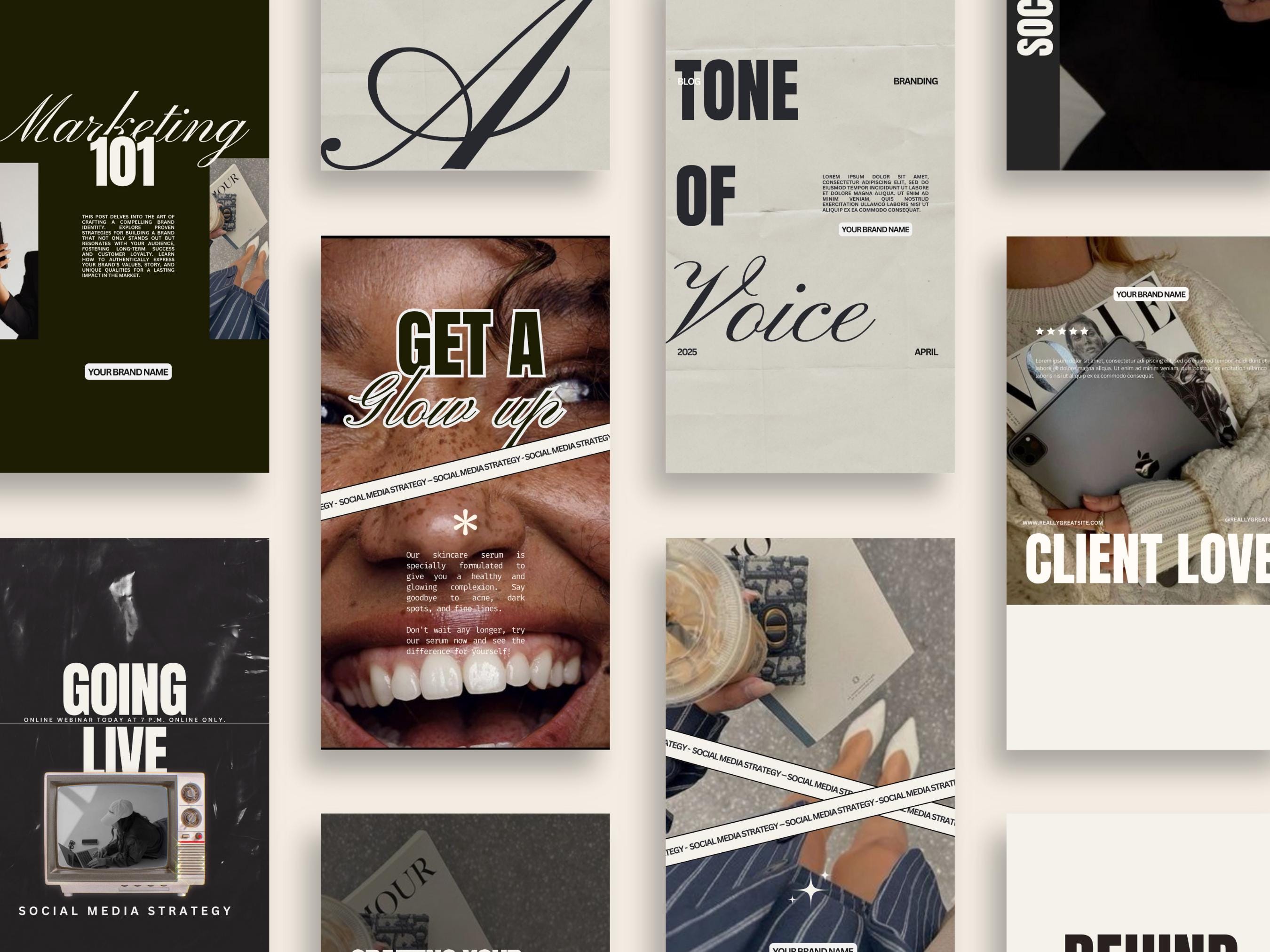 Digital Marketing Social Media Manager Templates, Editable Canva Instagram content Bundle, SMM Marketing, Luxury  Digital Agency IG Posts