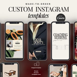 Pacote de modelos de mídia social personalizados, pacote de postagens feitas sob encomenda, conteúdo SMM IG, modelos Insta de estrategista de marca, KIT de mídia social