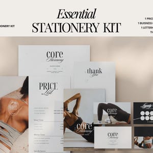 Kit de papelería para estudio de pilates, instructores de pilates personalizados, plantilla de membrete, tarjeta de presentación para propietarios de estudio, agradecimiento para entrenadores de fitness
