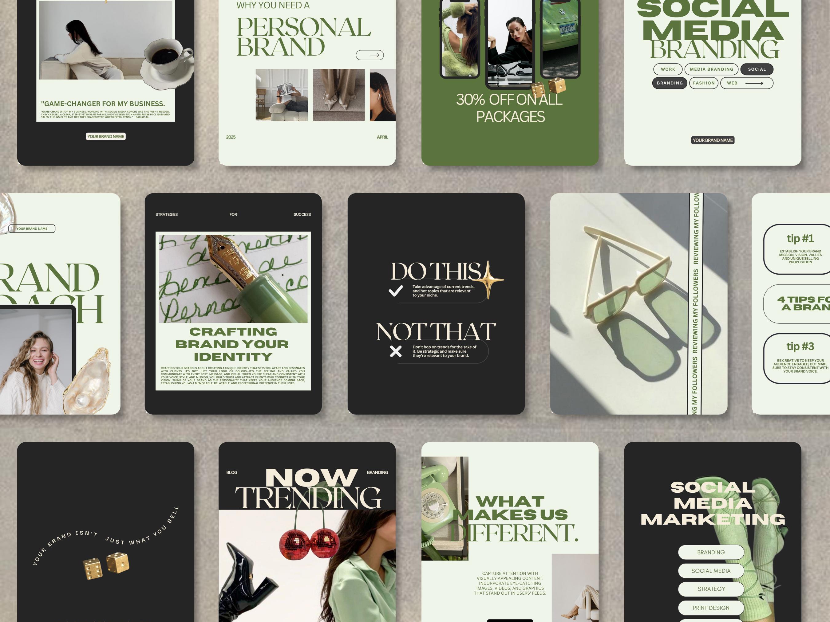 Social Media Manager Templates Green, Business Coach Posts, Instagram ...