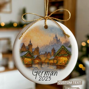 German Personalized Christmas Ornament – Personalized Ceramic Keepsake – Custom Travel Gift – Free Gift Box Included