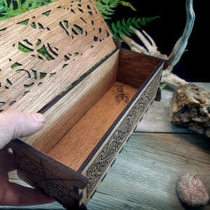 Dragonfly keepsake wooden box pencil potpourri jewelry Incense Celtic knot Pagan alter ritual witchcraft Wiccan snails crayfish Mother's Day image 7