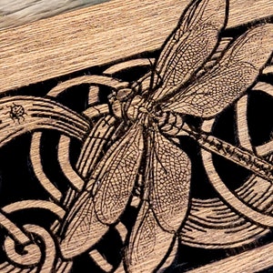 Dragonfly keepsake wooden box pencil potpourri jewelry Incense Celtic knot Pagan alter ritual witchcraft Wiccan snails crayfish Mother's Day image 3