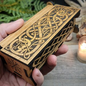 Oak Rune set in wooden box, Elder Futhark Fortune telling Divination Wiccan Norse Scandinavian Viking Witchcraft Pagan sustainable plywood image 5