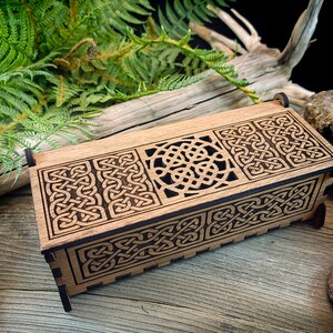 Celtic knot keepsake wooden box Incense pencil potpourri jewelry Pagan alter ritual witchcraft Wiccan Mother&#39;s Day
