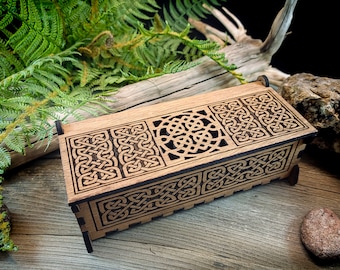 Celtic knot keepsake wooden box Incense pencil potpourri jewelry Pagan alter ritual witchcraft Wiccan Mother's Day