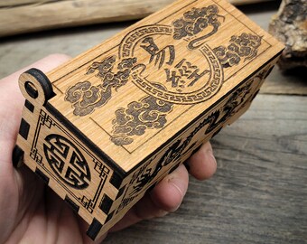 I Ching Coin Oracle Set With 3 Chinese Coins, Decorative Box