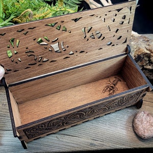 Dragonfly keepsake wooden box pencil potpourri jewelry Incense Celtic knot Pagan alter ritual witchcraft Wiccan snails crayfish Mother's Day image 2