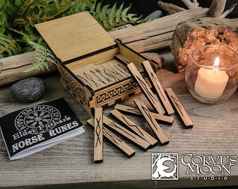 25 Elder Futhark Viking Runes with special, keepsake box and information booklet - Divination, Pagan, Wicca, Druid, Druidry, Witchcraft