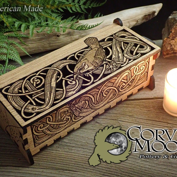 keepsake wooden box Incense pencil potpourri jewelry Carolina Wren Celtic knot Pagan alter ritual witchcraft Wiccan moth snail Mother's Day