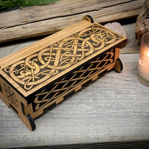 Oak Rune set in wooden box, Elder Futhark Fortune telling Divination Wiccan Norse Scandinavian Viking Witchcraft Pagan sustainable plywood image 3
