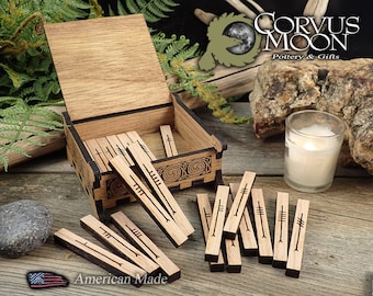 25 Celtic Tree Ogham Staves with special, keepsake box and information booklet - Divination, Pagan, Wicca, Druid, Druidry, Witchcraft