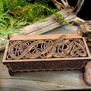 Dragonfly keepsake wooden box pencil potpourri jewelry Incense Celtic knot Pagan alter ritual witchcraft Wiccan snails crayfish Mother's Day image 10