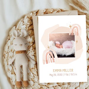 Geburtskarte Baby | Personalisierte Babykarte | Willkommenskarte Baby | Willkommen auf der Welt Karte |  personalisierte Geburtskarte