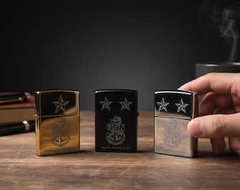 Engraved Navy Chief Windproof Lighter: CPO Retirement Gift
