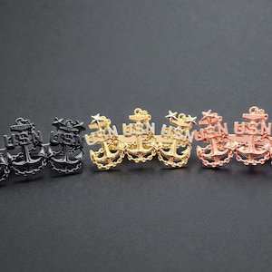 US Navy Chief Two-Finger Ring: Tri-Anchor Military Jewelry