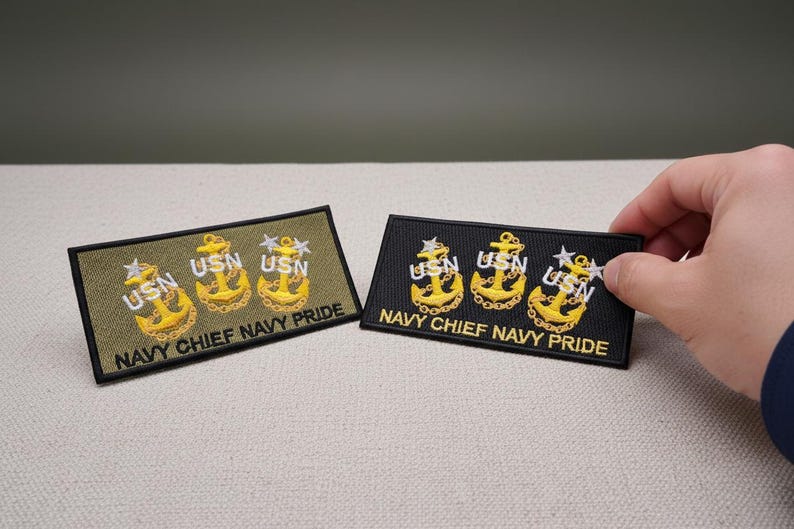 Navy Chief Anchor Embroidered Uniform Patch: USN Pride Military Rank image 1