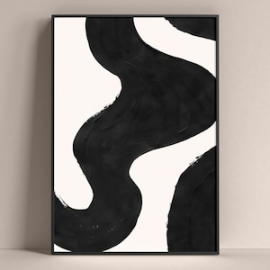 Poster di arte astratta, stampa artistica da parete Serene, decorazioni artistiche digitali, decorazioni per la casa, soggiorno chic, poster di linee, arte minimalista, arte in bianco e nero