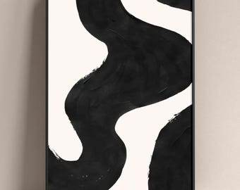 Black and White Abstract Line Art Print: Modern Home Decor