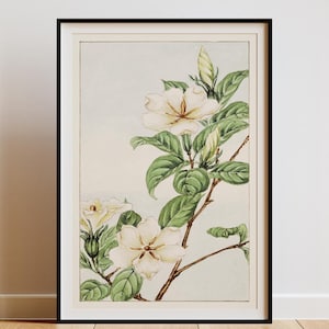 Japanese Flower Poster Wall Art Print, Digital Art Decor, Asian Floral Print, Home Decor, Nature Art
