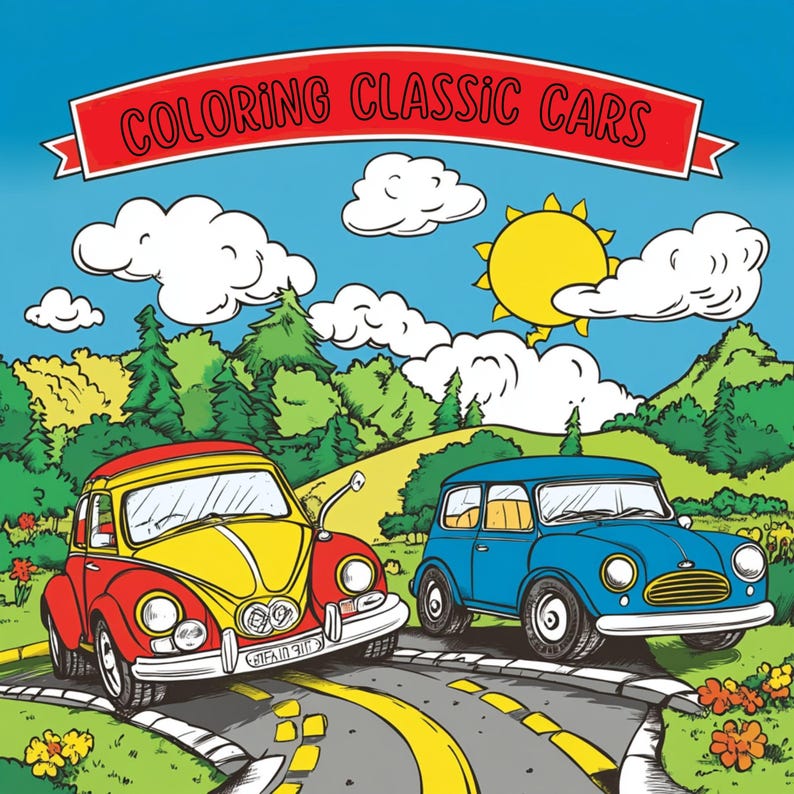 Classic Cars Coloring Book - Vintage Automotive Fun for All Ages - Etsy