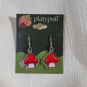 Red Mushroom Acrylic Earrings