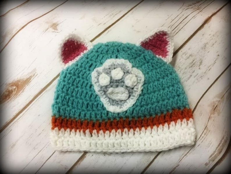 handmade baby hat crochet hat handmade hat crochet Paw hat toddler hat patrol hat animal hat ready to ship puppy hat character hat