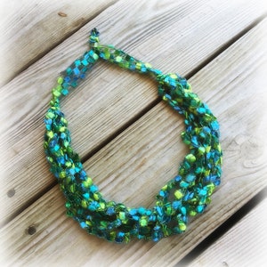 Seascape Ladder Yarn Necklace/Jewelry/Crocheted Ribbon Necklace/Necklace/Fiber Jewelry/Jewelry/Ladder Necklace/Boho/Crochet/Crochet Jewelry image 5