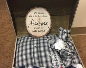 Keepsake Pillow and Small Teddy Bear Combo Set/memory bear/handmade bear/memory of loved one/Keepsake Bear/memory keepsake/loved ones