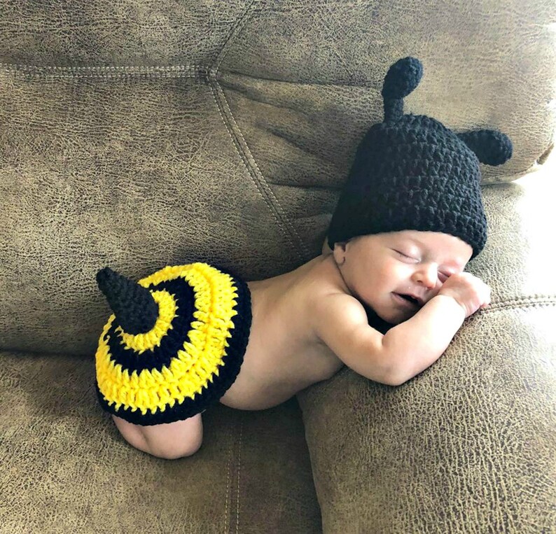 Ready to Ship Bee HatBumble BeeCrochet Bumble Bee Hat and Tushie CoverBaby Bumble Bee Hat and Tushie Cover SetCrochet Bumble Bee Set