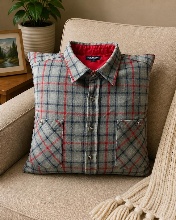 Memory Pillow, Keepsake Memory Pillow, Handmade from Loved One's Shirt, Sympathy Keepsake Pillow, Memorial Gift, Handmade Sympathy Gift