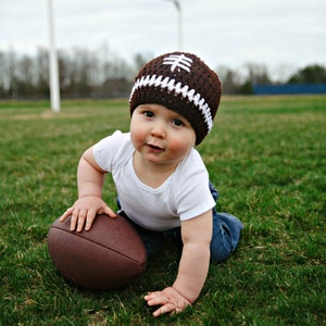 Crochet football hat/football hat/baby football hat/sports hat/football baby shower/ready to ship/infant football hat/crochet beanie image 1