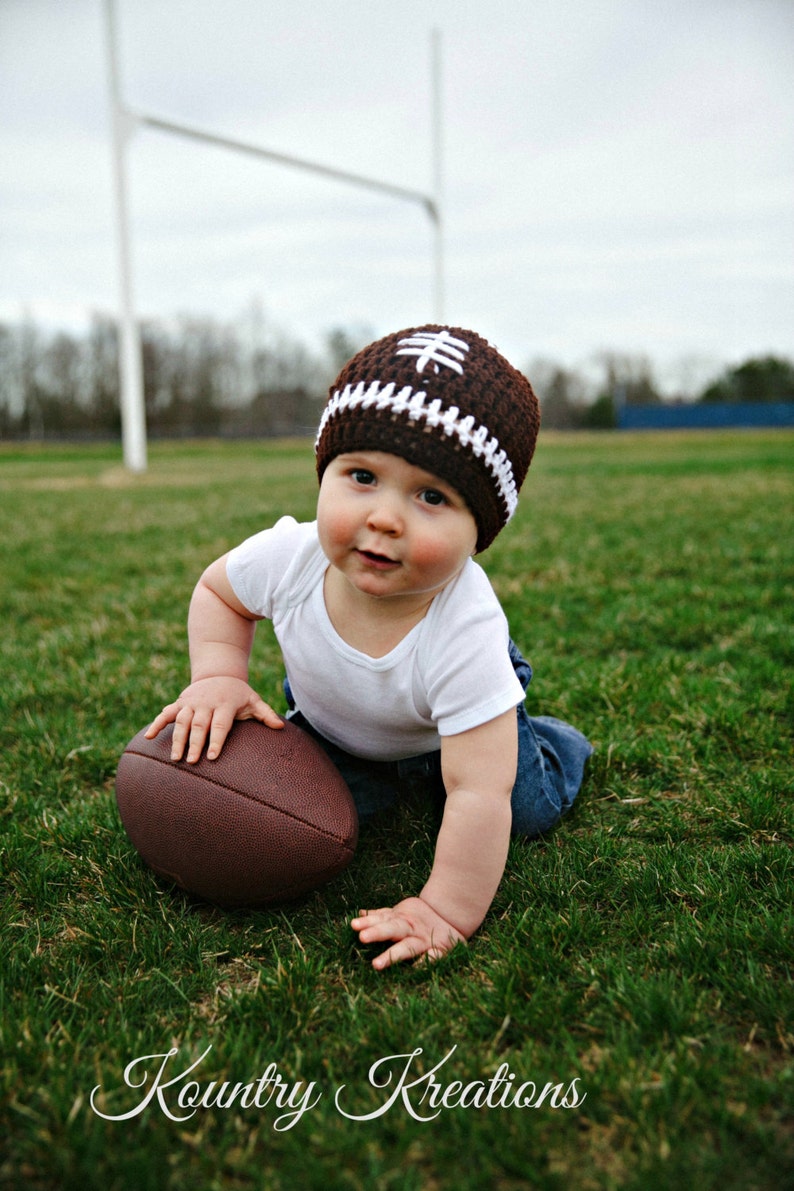 Crochet football hat/football hat/baby football hat/sports hat/football baby shower/ready to ship/infant football hat/crochet beanie 