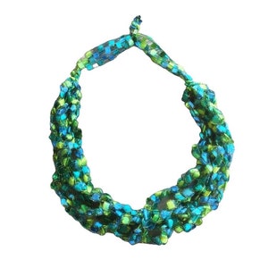 Seascape Ladder Yarn Necklace/Jewelry/Crocheted Ribbon Necklace/Necklace/Fiber Jewelry/Jewelry/Ladder Necklace/Boho/Crochet/Crochet Jewelry image 3