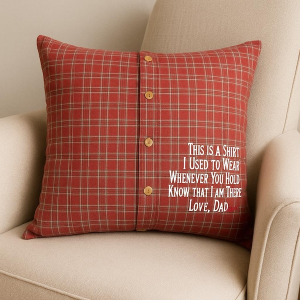 Memory Pillow, Keepsake Memory Pillow, Handmade from Loved One's Shirt, Sympathy Keepsake Pillow, Memorial Gift, Handmade Sympathy Gift