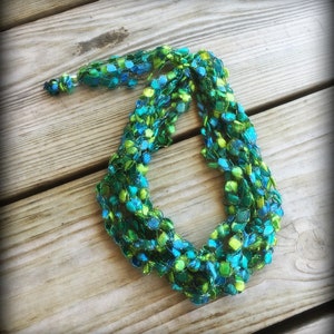 Seascape Ladder Yarn Necklace/Jewelry/Crocheted Ribbon Necklace/Necklace/Fiber Jewelry/Jewelry/Ladder Necklace/Boho/Crochet/Crochet Jewelry image 6