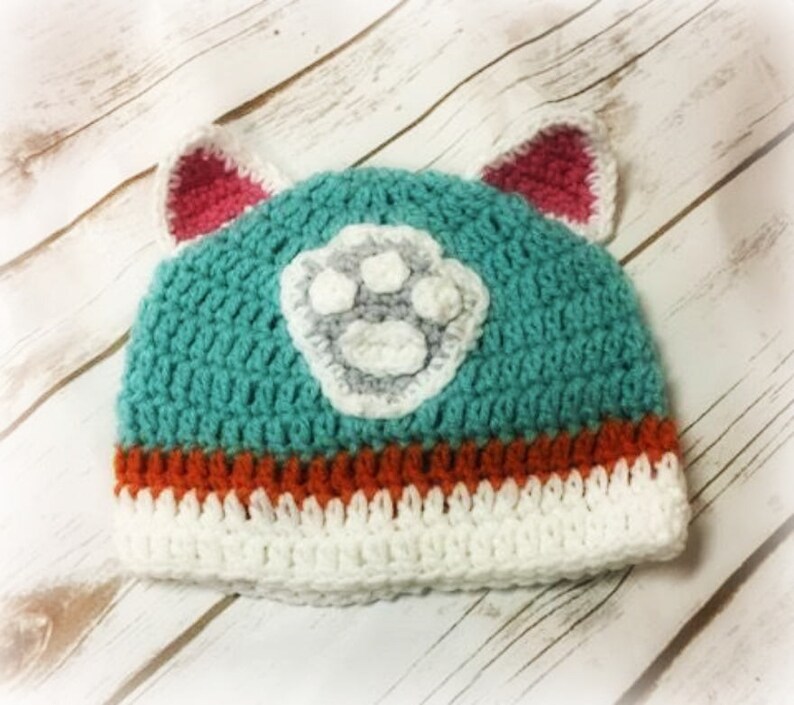 handmade baby hat crochet hat handmade hat crochet Paw hat toddler hat patrol hat animal hat ready to ship puppy hat character hat