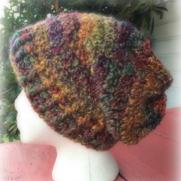 Crochet Bohemian Slouchy, Cozy Chemo Hat, Crochet Slouchy Hat, Boho Slouchy Hat, Chemo Hat, Winter Hat, Slouchy,Beanie(Ready to ship)