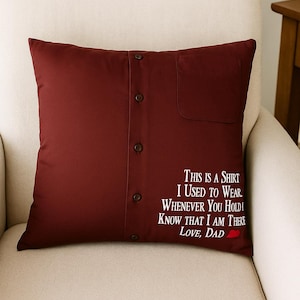 Memory Pillow, Keepsake Memory Pillow, Handmade from Loved One's Shirt, Sympathy Keepsake Pillow, Memorial Gift, Handmade Sympathy Gift image 10