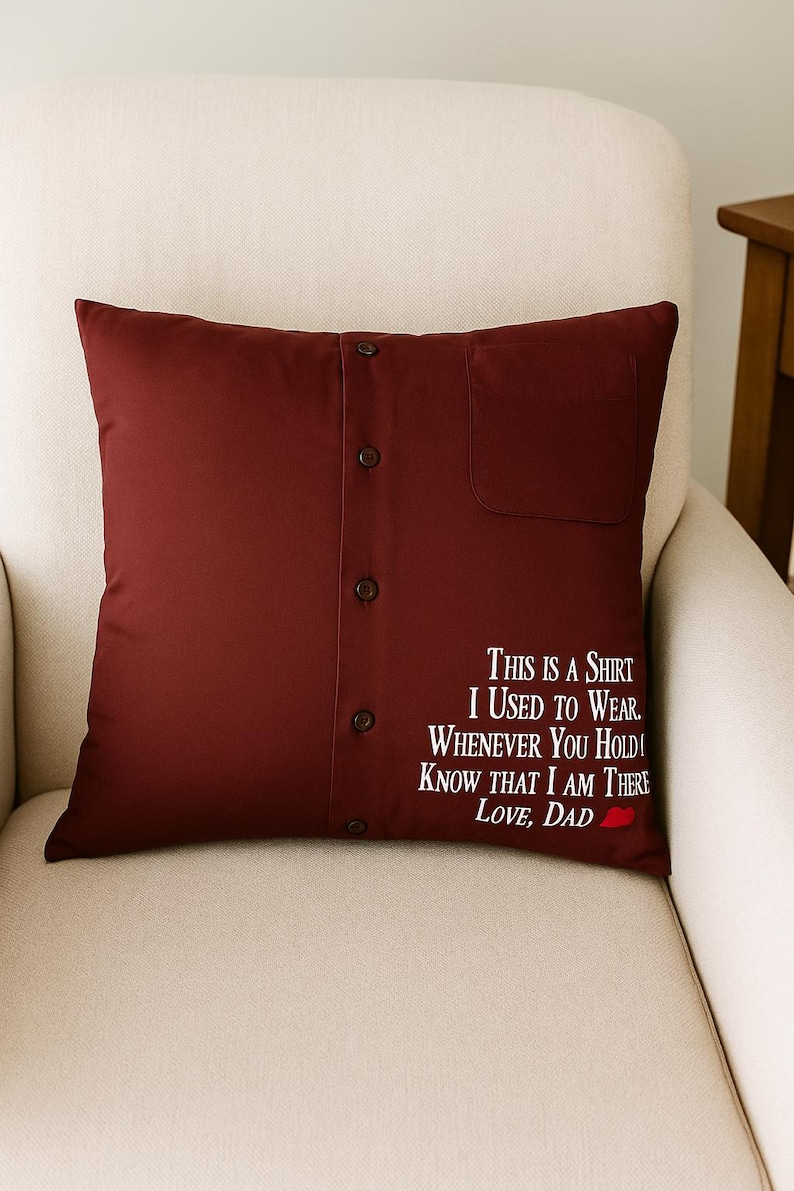 Memory Pillow, Keepsake Memory Pillow, Handmade from Loved One's Shirt, Sympathy Keepsake Pillow, Memorial Gift, Handmade Sympathy Gift image 10