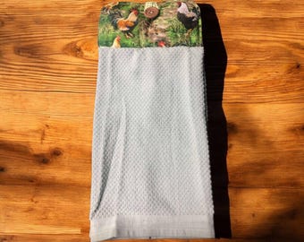 Hanging Kitchen Towel with Potholder Top – Double-Sided, Button Closure, Handmade Dish Towel, Handmade Hanging Dish Towel, Potholder Top