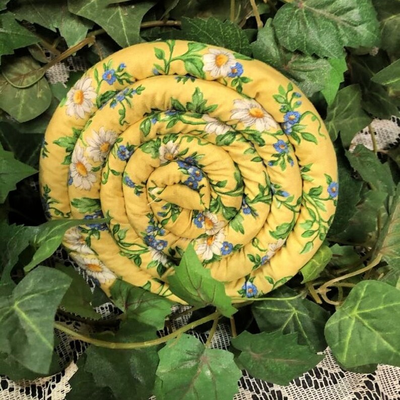 Yellow with flowers Trivetshandmade trivetskitchen decorhandmade inUSAready to shiphotpadrice filledscented trivetsscented homespun